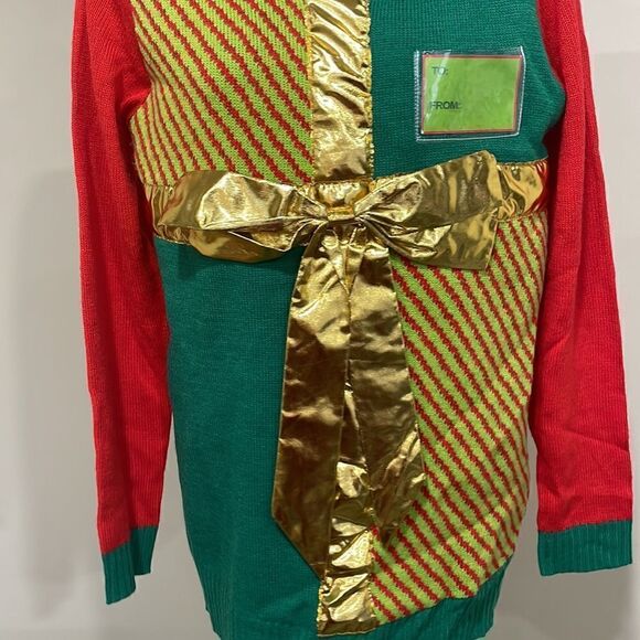 NWOT Love More Christmas Present Bow Sweater.  Size M medium 8/10 - Picture 6 of 9